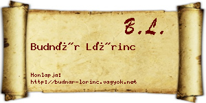 Budnár Lőrinc névjegykártya